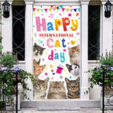 Lofaris Colorful Note Heart International Cat Day Door Cover